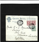 Italy ... 3 old stamps , still on envelope from Grand Hotel D` Europe Florence